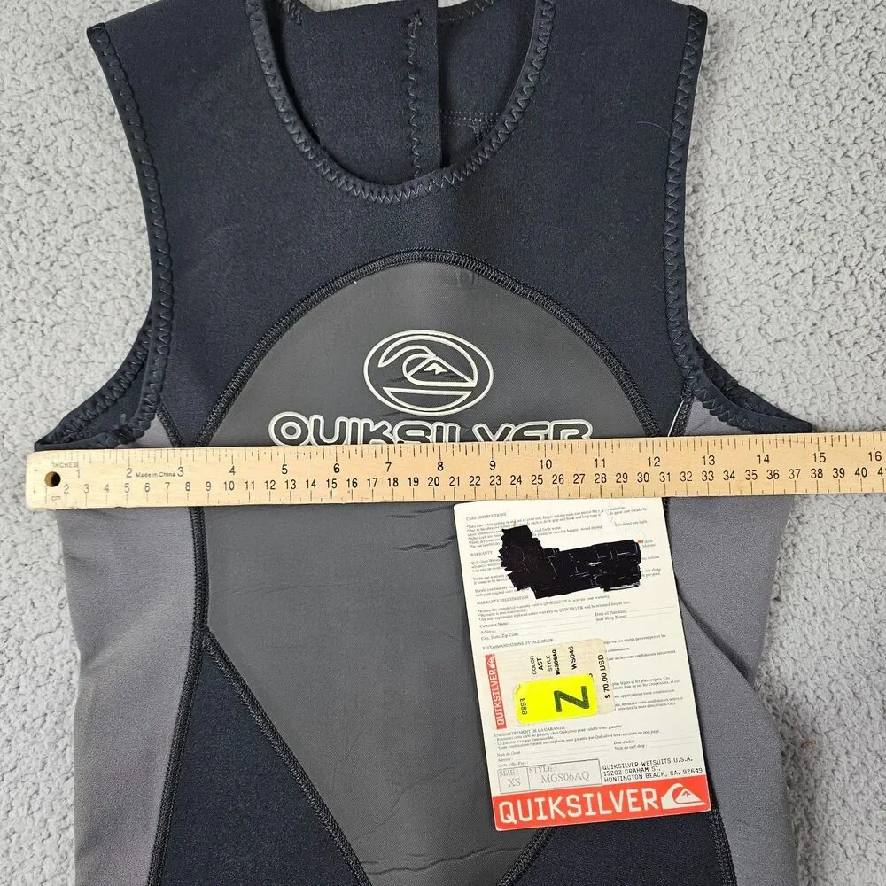 Quicksilver Wetsuit Youth XS Black Gray GS210 Back Zip Sleeveless Shorts NWT
